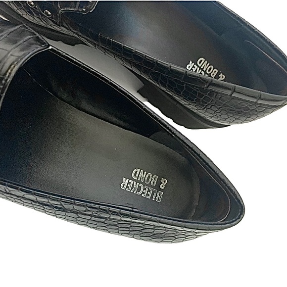 Bleeker & Bond Black Croc Embossed Wendall Platform Lug Sole Loafer Size 10 - Picture 10 of 16